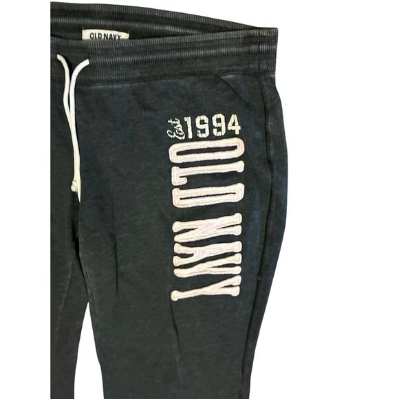 Old Navy Y2K Sweat Pants Womens Gray LG Boot Cut Embroidered Spellout Grunge 00s - Picture 4 of 9